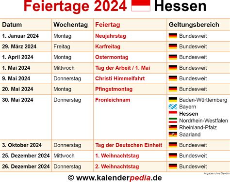 三亥|Feiertage Hessen 2024, 2025 und 2026